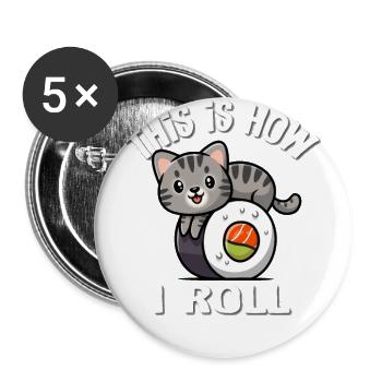 Chat tigré gris - Lot de 5 grands badges (56 mm) - blanc - Devant