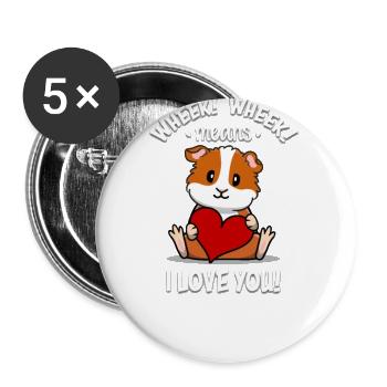Meerschweinchen - Buttons groß 56 mm (5er Pack) - Weiß - Vorne