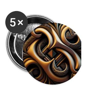 Si-Fi, motif, abstrait, orange, noir - Lot de 5 grands badges (56 mm) - blanc - Devant