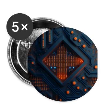 Computermuster, mit Muster, abstrackt, Nerd, Si-Fi - Buttons groß 56 mm (5er Pack) - Weiß - Vorne