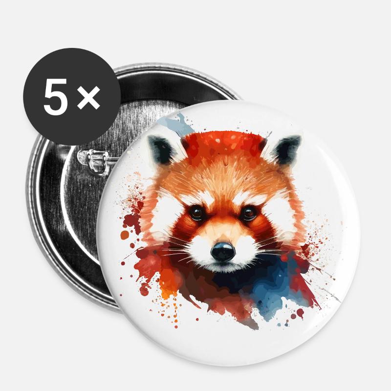 Cute red panda colorful for red panda lovers - Buttons large 2.2''/56 mm (5-pack) - white