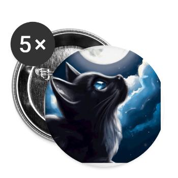 Chat regardant le métier à tisser la nuit - Lot de 5 grands badges (56 mm) - blanc - Devant