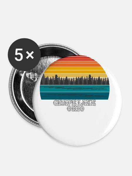 Grape Lake Ohio - Buttons groß 56 mm (5er Pack) - Weiß