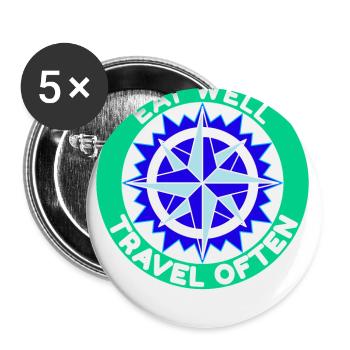 Eat Well Travel Often Travel Travellers - Buttons large 2.2''/56 mm (5-pack) - white - Front