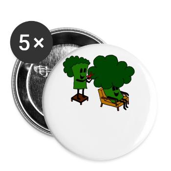 Friseur Friseurin Brokkoli Haare schneiden - Buttons groß 56 mm (5er Pack) - Weiß - Vorne
