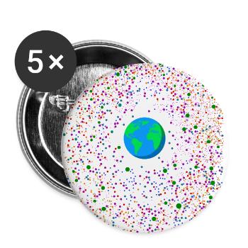 Le monde au centre - Lot de 5 grands badges (56 mm) - blanc - Devant