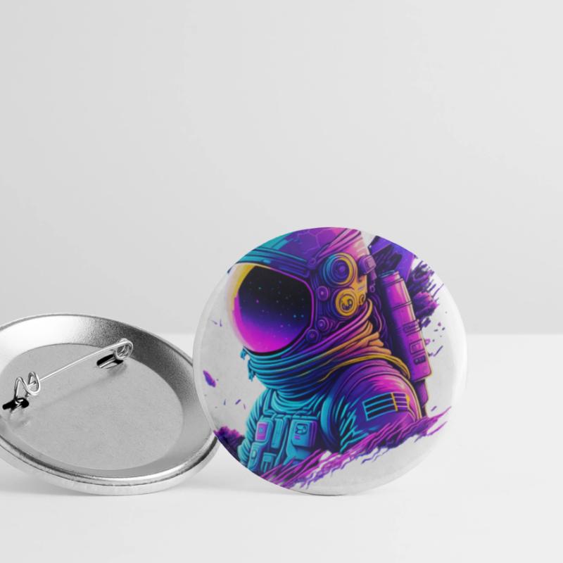Synthwave Astronaut Space Explorer Buttons large 2.2''/56 mm (5-pack)