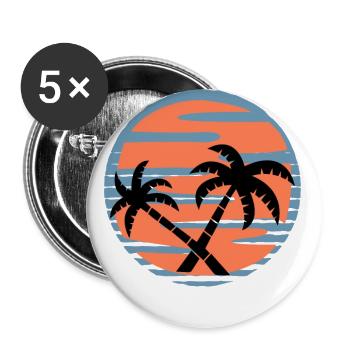 Palm Trees Sunset Sea - Summer - Buttons large 2.2''/56 mm (5-pack) - white - Front