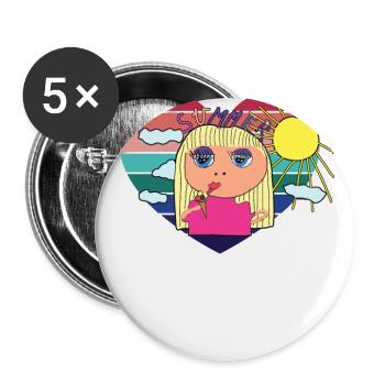 Ice Cream Summer Girl Holiday Holiday - Buttons large 2.2''/56 mm (5-pack) - white - Front
