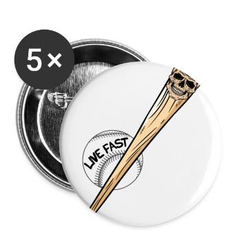 Baseball-Schädel Baseball Skull - Buttons large 2.2''/56 mm (5-pack) - white - Front