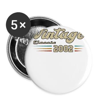 2002 Anniversaire Vintage Classic - Lot de 5 grands badges (56 mm) - blanc - Devant