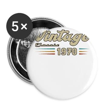 1970 Birthday Vintage Classic - Buttons large 2.2''/56 mm (5-pack) - white - Front