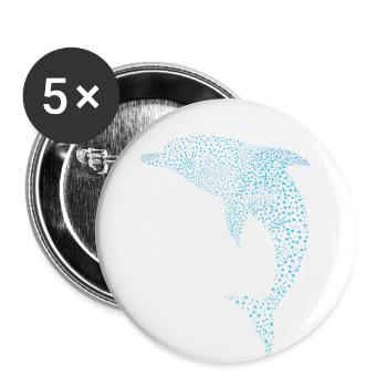 Schöner Delphin Beautiful Dolphin - Buttons groß 56 mm (5er Pack) - Weiß - Vorne
