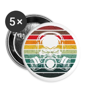 Skull Gas Mask Sunset Gift Halloween - Buttons large 2.2''/56 mm (5-pack) - white - Front