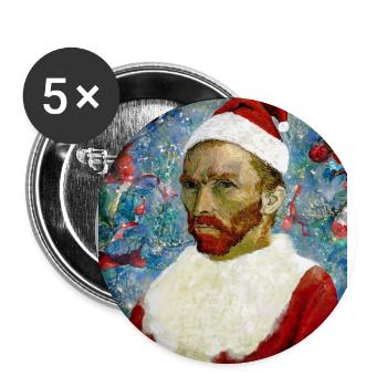 Weihnachtsmann, Van Gogh Père Noël, Van Gogh - Lot de 5 grands badges (56 mm) - blanc - Devant