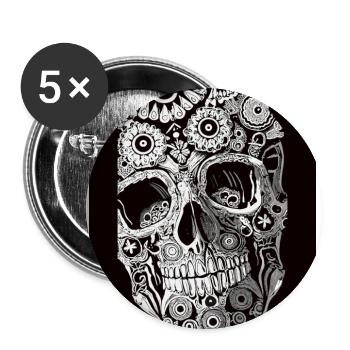 Artful Skull - Buttons large 2.2''/56 mm (5-pack) - white - Front