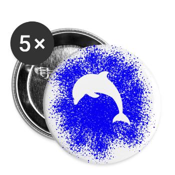 Delphin - Buttons groß 56 mm (5er Pack) - Weiß - Vorne