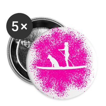 Stand Up Paddling with Dog – Perfect Team - Buttons large 2.2''/56 mm (5-pack) - white - Front