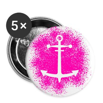 L’ancre – symbole de la liberté et de la mer - Lot de 5 grands badges (56 mm) - blanc - Devant