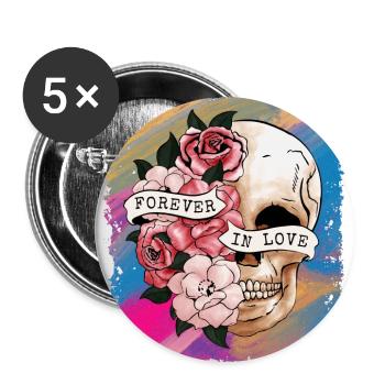 Saint-Valentin Amour pour toujours - Lot de 5 grands badges (56 mm) - blanc - Devant