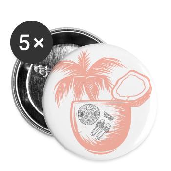 Urlaub Holiday - Buttons groß 56 mm (5er Pack) - Weiß - Vorne