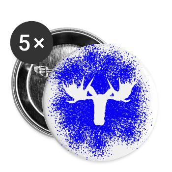 Majestic moose head for outdoor fans and hunters - Buttons large 2.2''/56 mm (5-pack) - white - Front
