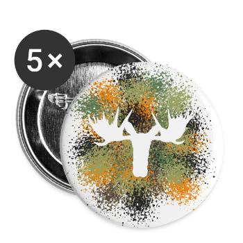 Majestic moose head for outdoor fans and hunters - Buttons large 2.2''/56 mm (5-pack) - white - Front