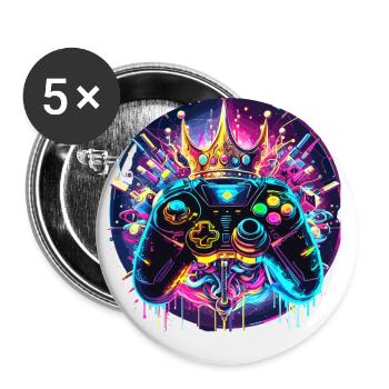 Synthwave Gamer Controller with Crown - Buttons large 2.2''/56 mm (5-pack) - white - Front