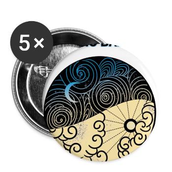 Yin Yang - Buttons groß 56 mm (5er Pack) - Weiß - Vorne