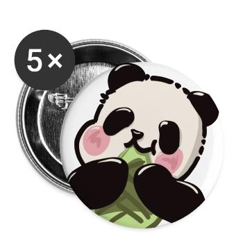 Süßer Panda – Bambus Snack - Buttons groß 56 mm (5er Pack) - Weiß - Vorne