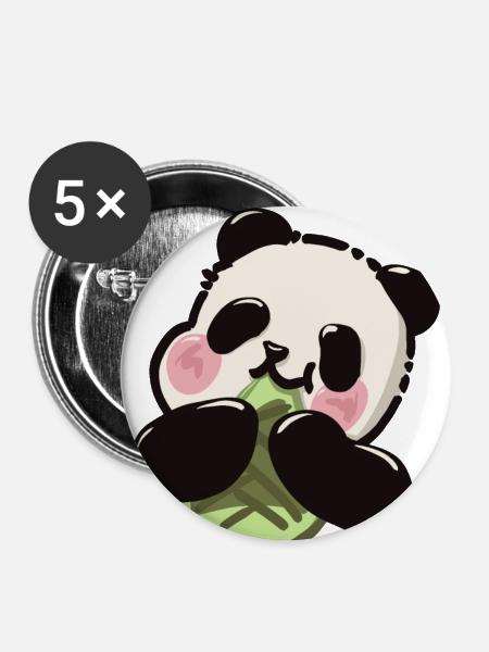 Süßer Panda – Bambus Snack - Buttons groß 56 mm (5er Pack) - Weiß