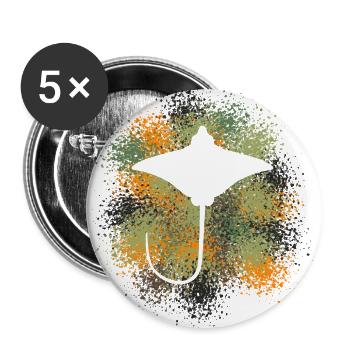 Rochen – Eleganter Schwimmer der Meere - Buttons groß 56 mm (5er Pack) - Weiß - Vorne