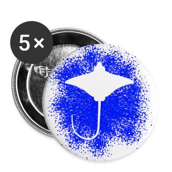 Rochen – Eleganter Schwimmer der Meere - Buttons groß 56 mm (5er Pack) - Weiß - Vorne