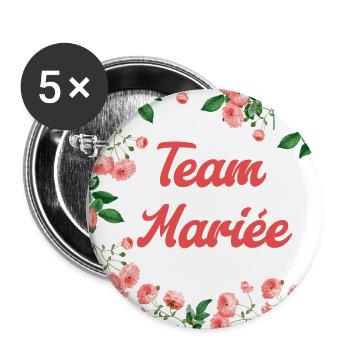 Team marié evjf - Lot de 5 grands badges (56 mm) - blanc - Devant