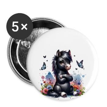 Cheval Drôle Dicton Non pour les amoureux des chevaux - Lot de 5 grands badges (56 mm) - blanc - Devant