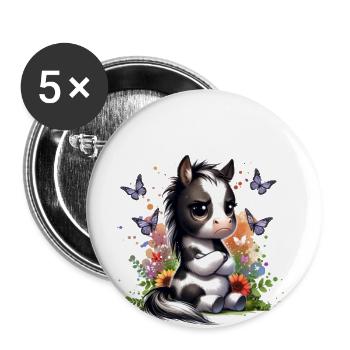 Dicton drôle sur les chevaux Non pour les amoureux des chevaux - Lot de 5 grands badges (56 mm) - blanc - Devant