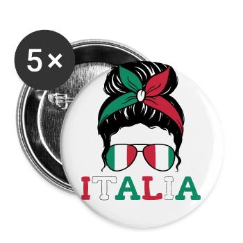 Italia Italian Woman Girl Italy Motif - Buttons large 2.2''/56 mm (5-pack) - white - Front