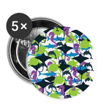Ocean Camouflage – Meeresleben im Tarnstil - Buttons groß 56 mm (5er Pack) - Weiß - Vorne