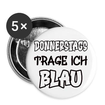 Le jeudi, je porte des jeux de couleurs bleus - Lot de 5 grands badges (56 mm) - blanc - Devant