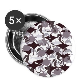 Ocean Camouflage – Meeresleben im Tarnstil - Buttons groß 56 mm (5er Pack) - Weiß - Vorne