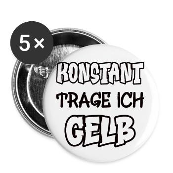 Konstant trage ich gelb Spruch Farbe gelb - Buttons groß 56 mm (5er Pack) - Weiß - Vorne