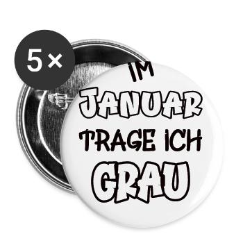 In January I wear gray saying color gray - Buttons large 2.2''/56 mm (5-pack) - white - Front