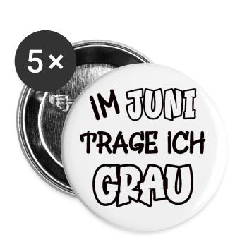 In June I wear gray saying color gray - Buttons large 2.2''/56 mm (5-pack) - white - Front