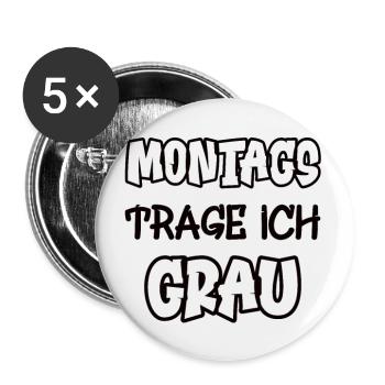 Le lundi, je porte du gris Dire Couleur gris - Lot de 5 grands badges (56 mm) - blanc - Devant