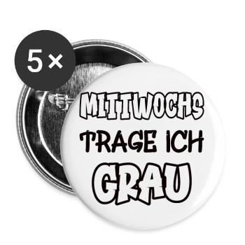 Les mercredis je porte du gris Dire Couleur gris - Lot de 5 grands badges (56 mm) - blanc - Devant