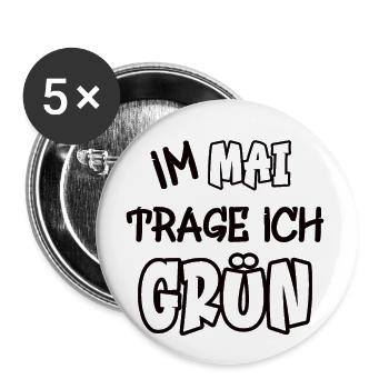 Im Mai trage ich grün Spruch Farbe grün - Buttons groß 56 mm (5er Pack) - Weiß - Vorne