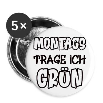 Montags trage ich grün Spruch Farbe grün - Buttons groß 56 mm (5er Pack) - Weiß - Vorne