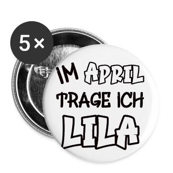 In April I'm wearing purple saying color purple - Buttons large 2.2''/56 mm (5-pack) - white - Front