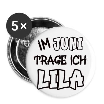 In June I'm wearing purple saying color purple - Buttons large 2.2''/56 mm (5-pack) - white - Front