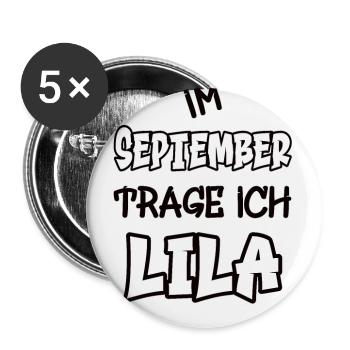 In September I'm wearing purple saying color purple - Buttons large 2.2''/56 mm (5-pack) - white - Front